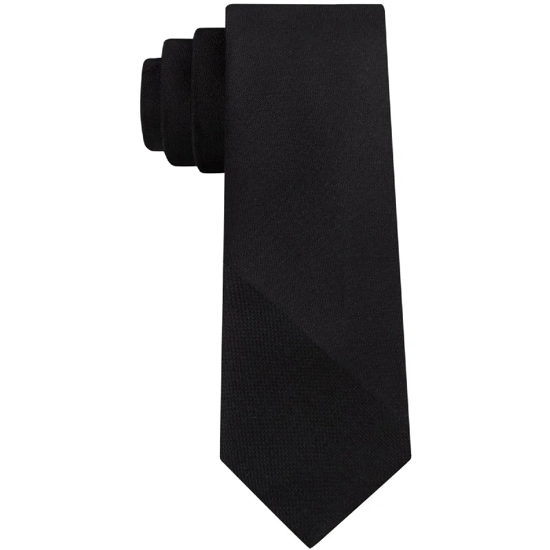 affordable silk necktie combinations for men-DKNY Mens Textured Angle Self-tied Necktie, Black, One Size - One Size