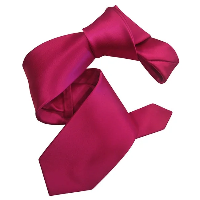 stylish silk necktie combinations for weddings-Dmitry Men's Fuchsia Pink Solid Italian Silk Tie & Pocket Square