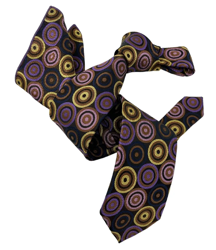 stylish silk necktie ideas for office meetings-DMITRY Men's Purple Patterned Italian Silk Tie & Pocket Square Set