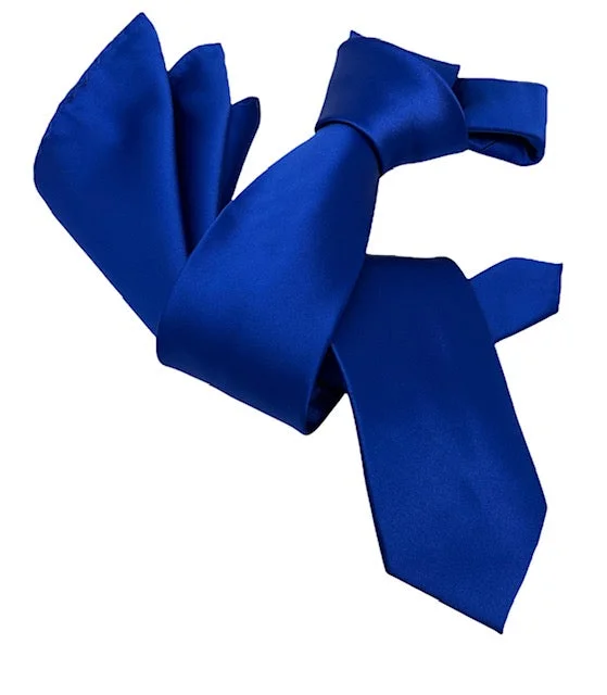 luxury necktie sets for office wear-DMITRY Men's Solid Royal Blue Italian Silk Tie & Pocket Square Set