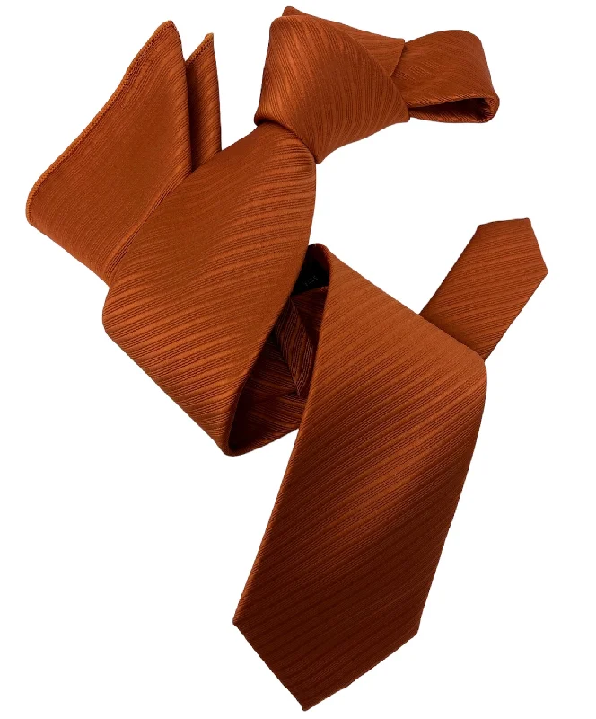 elegant wedding necktie sets for men-DMITRY Men's Orange Patterned Italian Silk Tie & Pocket Square Set