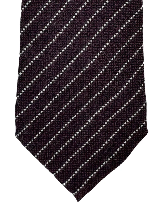 silk necktie ideas for professional events-Ermenegildo Zegna Cashmere Tie Maroon Stripes