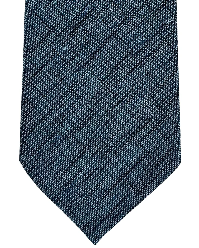 stylish necktie sets for weddings-Ermenegildo Zegna Tie Blue Design - Linen Silk