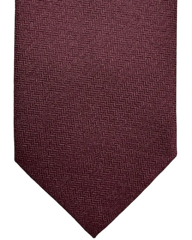 affordable silk wedding tie packs-Ermenegildo Zegna Tie Maroon Herringbone