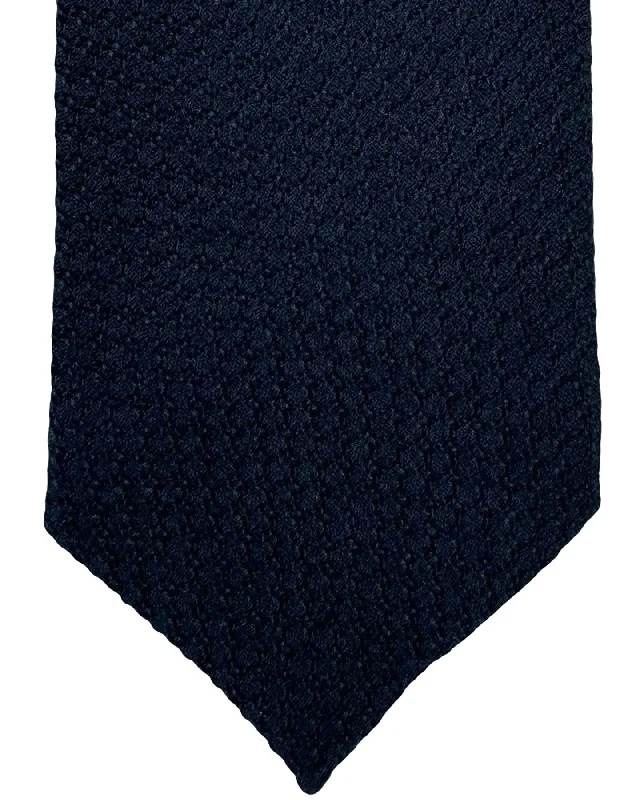 slim silk necktie combinations for weddings-Ermenegildo Zegna Tie Midnight Blue Pattern - Couture