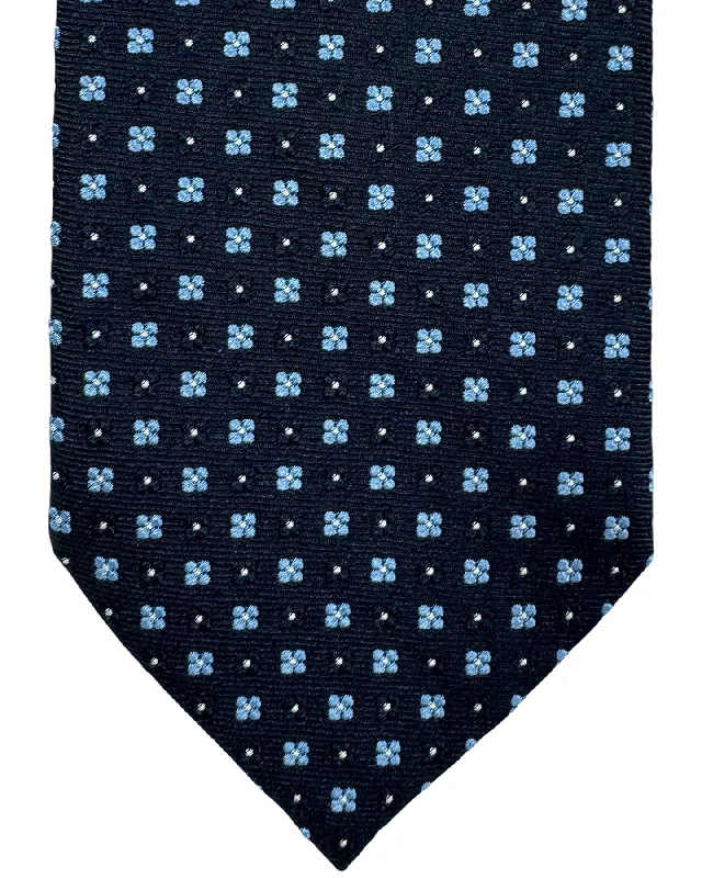 high-end silk wedding tie options-Ermenegildo Zegna Tie Navy Blue Mini Floral