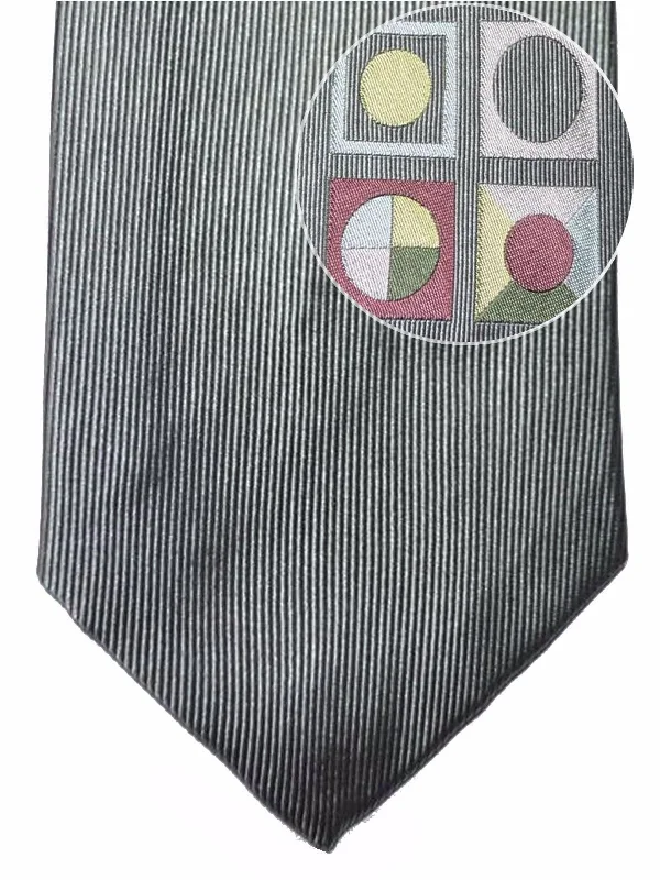 designer silk necktie sets for men-Gene Meyer Silk Tie Gray Dots Squares FINAL SALE