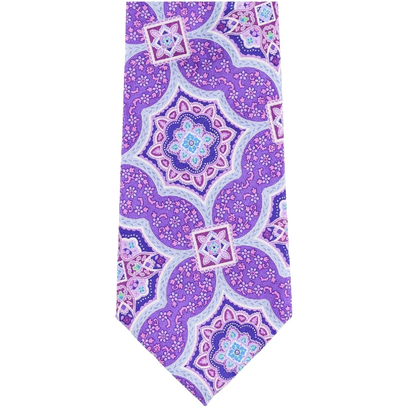 premium silk wedding necktie sets for men-Geoffrey Beene Mens Medallion Culture Self-tied Necktie, Purple, One Size - One Size