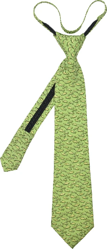 affordable silk necktie ideas for men-Shark Zip Tie - Green