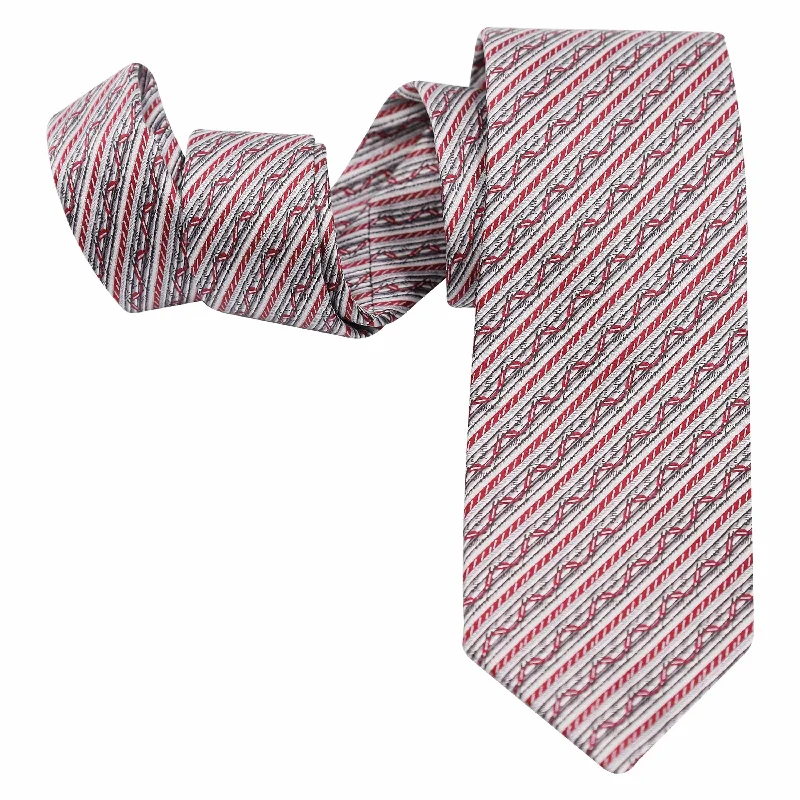 affordable silk necktie ideas for business-GREY AND PINK STRIPE SILK TIE