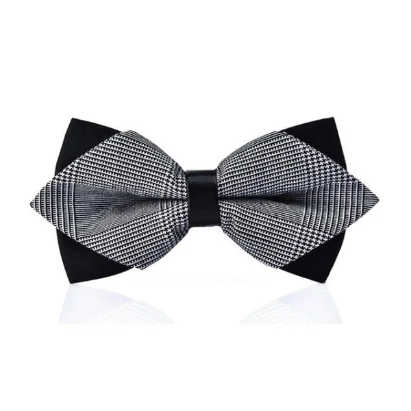 luxury silk necktie sets for formal wear-Classy Men Grey Striped Pre-Tied Diamond Bow Tie