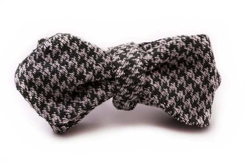 silk bow ties for office wear-Green & Gray Houndstooth Silk Bourette Bow Tie