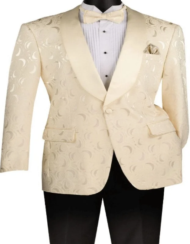 unique silk necktie styles for weddings-Ivory Tuxedo Dinner Jacket - Champagne Wedding Tuxedo With Bowtie