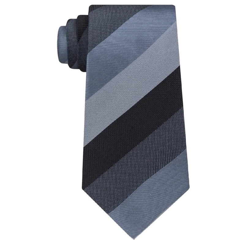 modern wedding silk tie sets-Kenneth Cole Mens Jupiter Stripe Silk Self-tied Necktie, Black, One Size - One Size