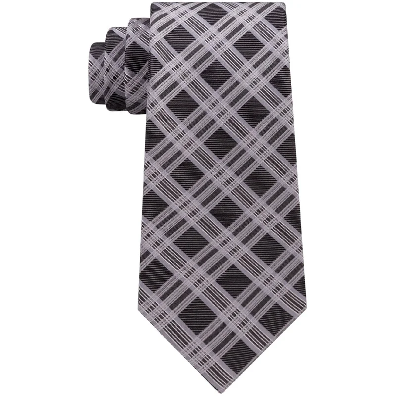 fashionable wedding silk necktie ideas-Kenneth Cole Mens Plaid Silk Self-Tied Necktie - One Size