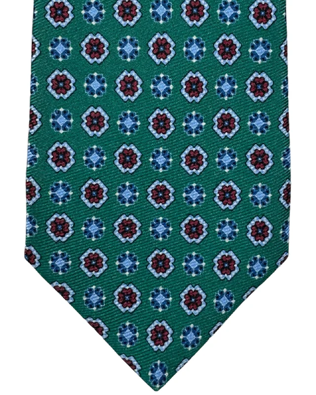 premium silk wedding necktie ideas-Kiton Tie Green Blue Orange Mini Floral - Sevenfold Necktie