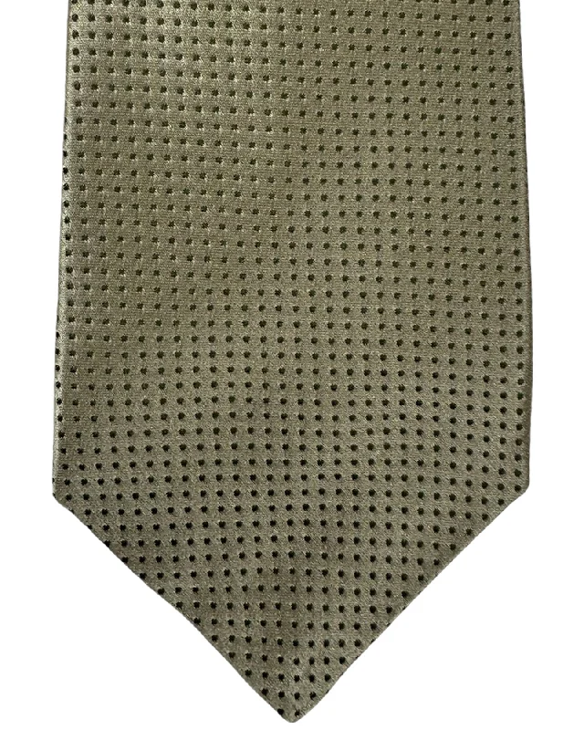 vibrant wedding necktie colors for men-Kiton Tie Taupe Mini Dots - Sevenfold Necktie