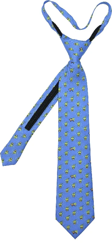 affordable slim silk ties for men-Gator Zip Tie - Light Blue