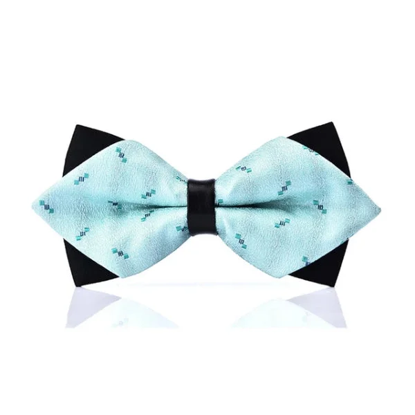 unique wedding necktie colors for men-Classy Men Light Blue Pre-Tied Diamond Bow Tie