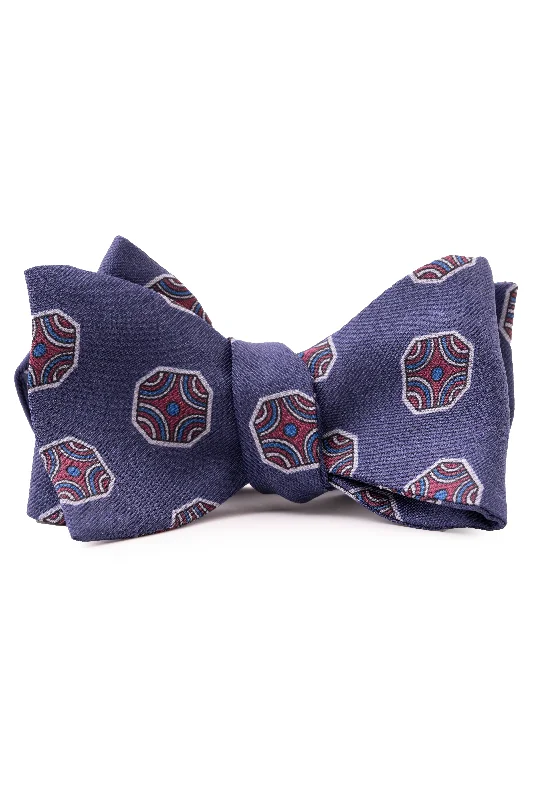 stylish business silk tie designs-Light Navy Fancy Tile Butterfly Bow Tie