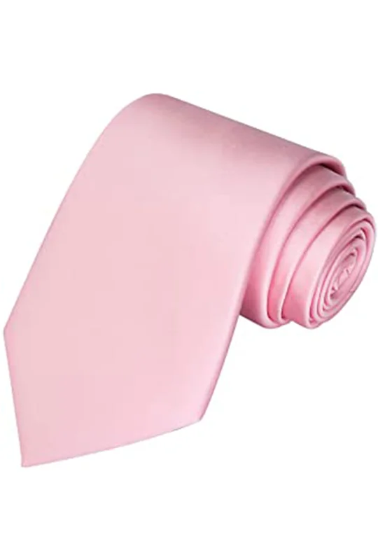 modern office silk necktie designs-Light Pink Satin Skinny Neck Tie