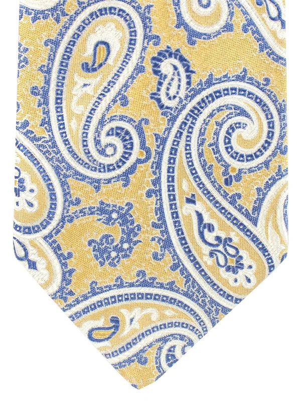 elegant wedding silk necktie designs for men-Luigi Borrelli Silk Tie Orange Dark Blue Silver Paisley SALE