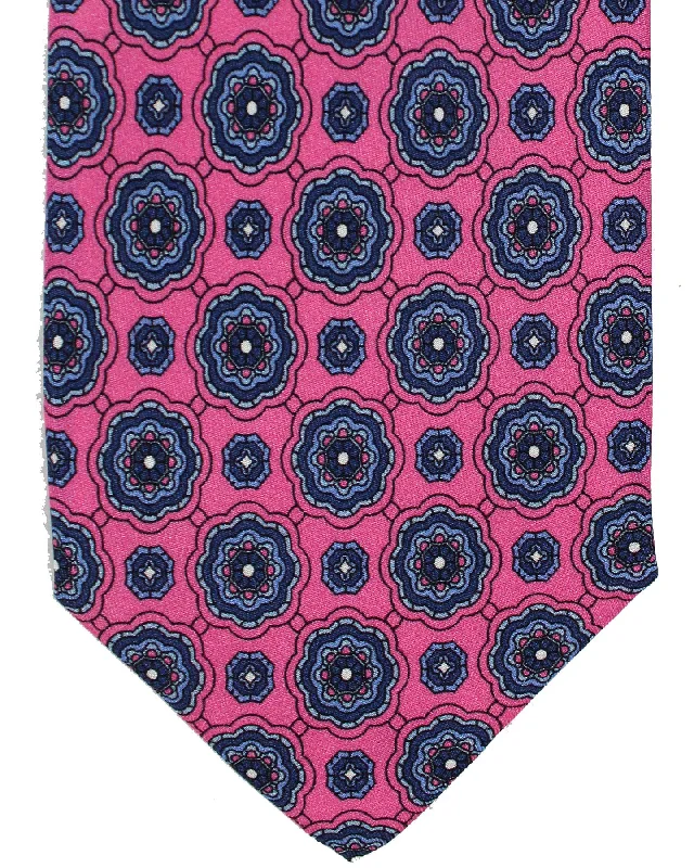 luxury silk necktie colors for weddings-Massimo Valeri 11 Fold Tie Hot Pink Blue Purple - Elevenfold Necktie