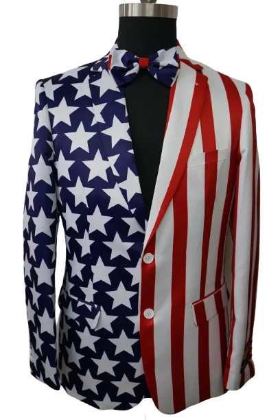 modern silk necktie ideas for weddings-Mens 2 Button Stars & Stripes American Flag 4th of July Patriotic Blazer