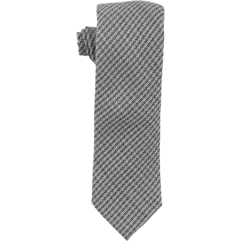 designer silk ties for office wear-Michael Kors Mens Houndstooth Self-tied Necktie, Grey, One Size - One Size