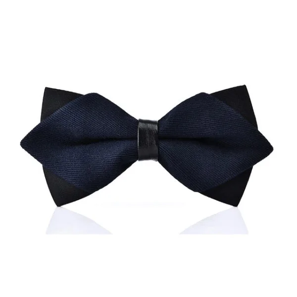 trendy wedding silk necktie designs-Classy Men Midnight Blue Pre-Tied Diamond Bow Tie