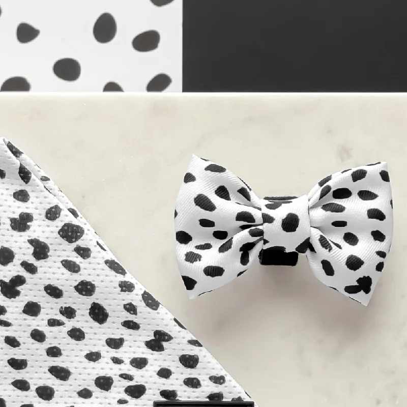 premium silk wedding necktie packs-Monochrome Spots Bow Tie