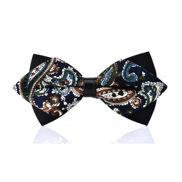 premium silk necktie styles for business wear-Classy Men Multicolor Paisley Pre-Tied Diamond Bow Tie