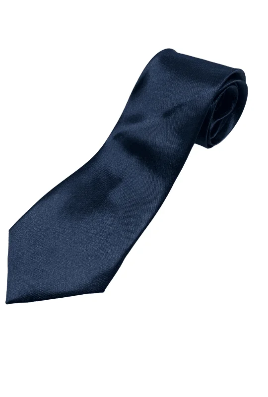 unique silk necktie combinations for men-Navy Blue Satin Neck Tie