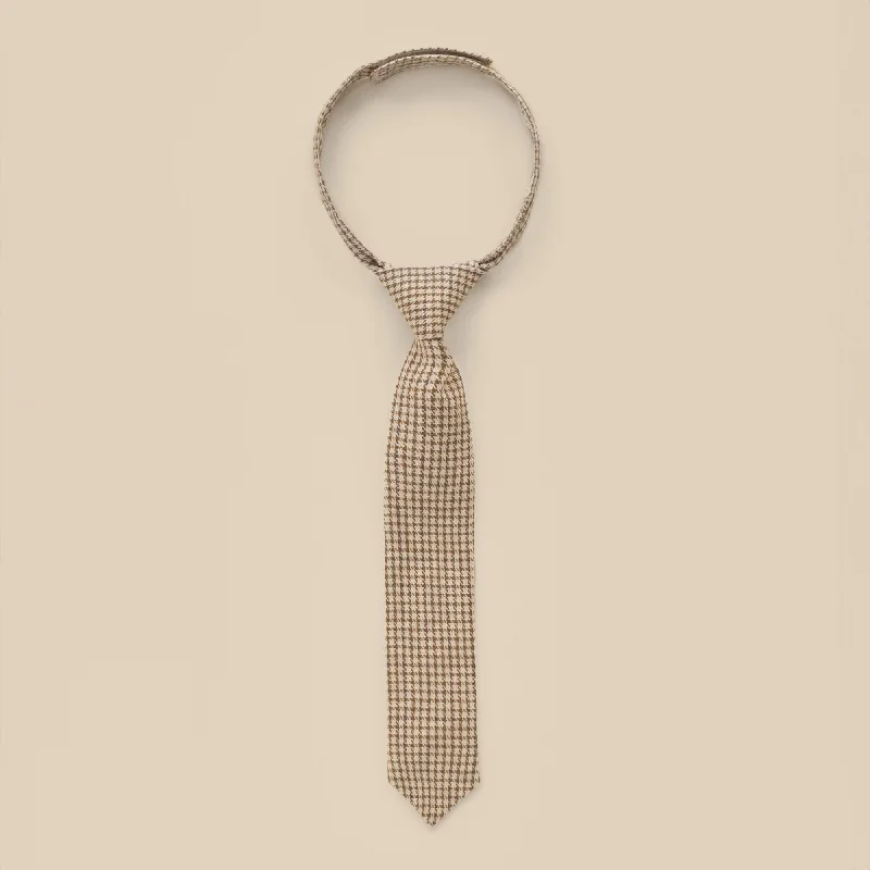 affordable silk necktie colors for weddings-Skinny Tie - Golden Houndstooth