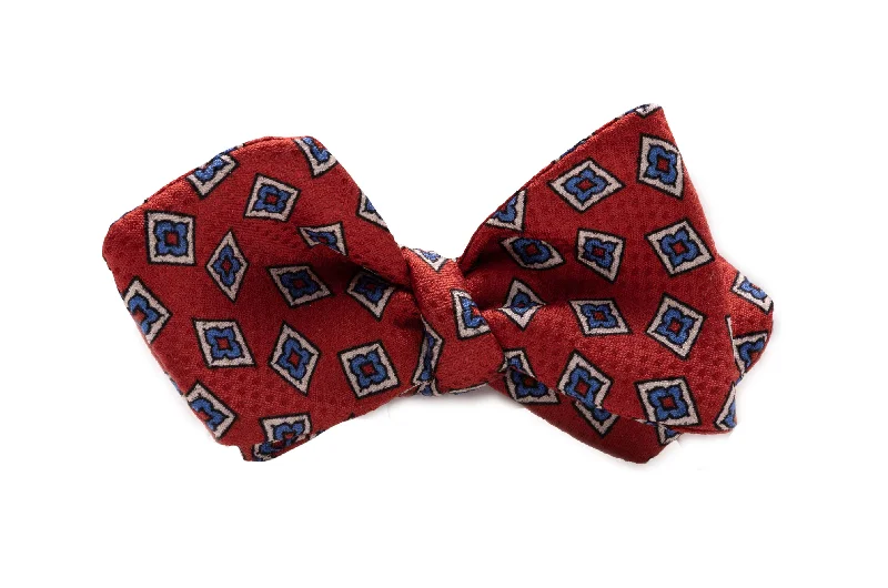 affordable silk bow ties for weddings-Orange Red Diamond Pattern Jacquard Woven Bow Tie