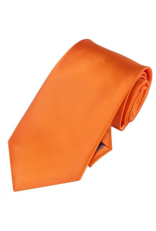 luxury silk necktie designs for men’s weddings-Orange Satin Skinny Neck Tie