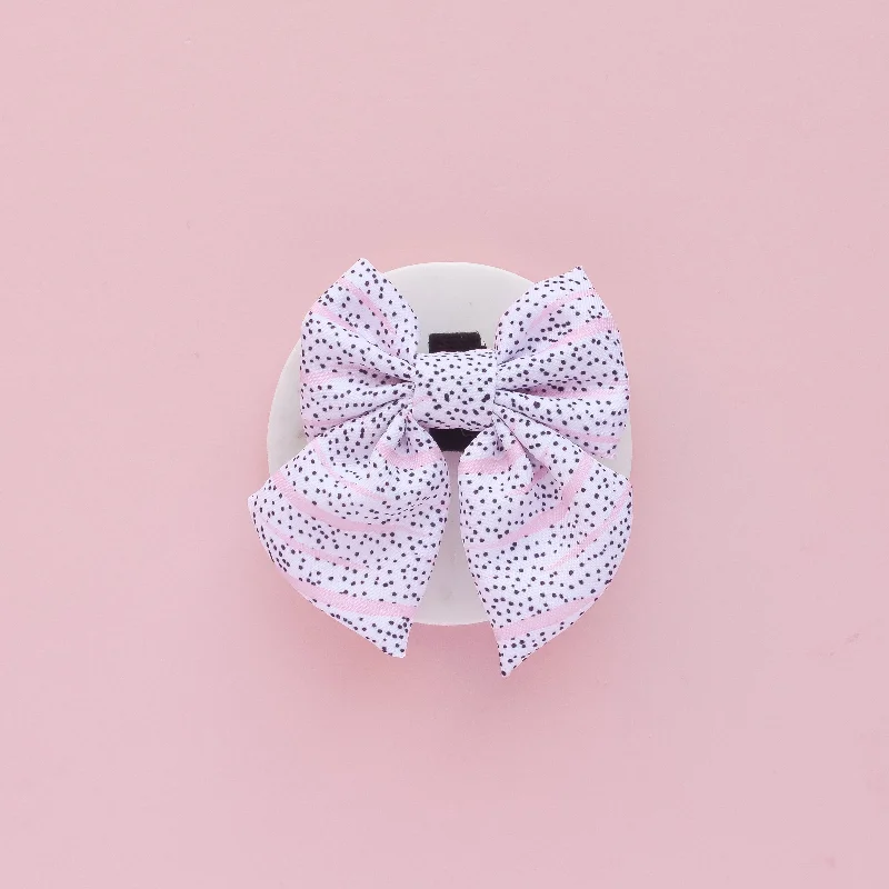 affordable silk wedding necktie packs-Pink Dalmatian Sailor Bow Tie