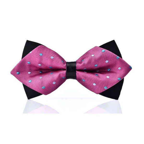 business silk necktie designs for weddings-Classy Men Pink Dotted Pre-Tied Diamond Bow Tie