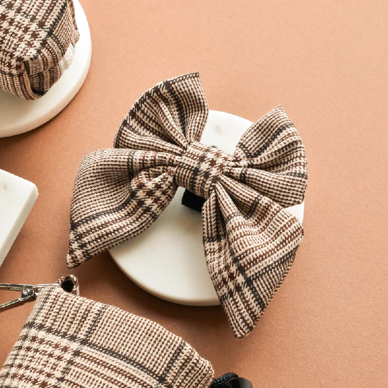 elegant silk necktie sets for wedding parties-Pup Plaid Sailor Bow Tie