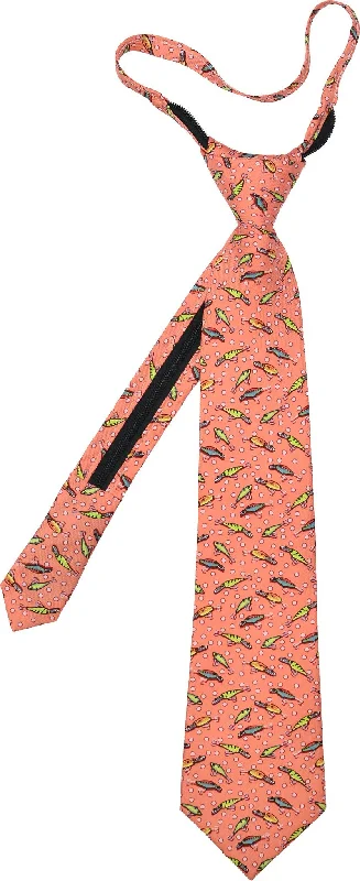 business silk necktie options for men-Lures Zip Tie - Orange