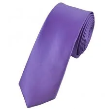 stylish silk ties for wedding parties-Purple Satin Skinny Neck Tie