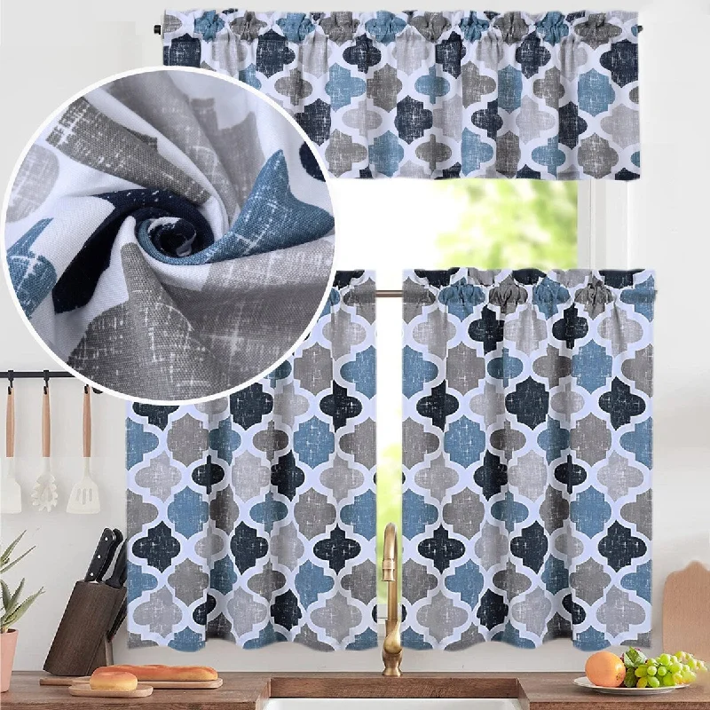 business silk tie options for formal events-Quatrefoil Cotton Blend Kitchen Tier Curtains, Valances and Swags