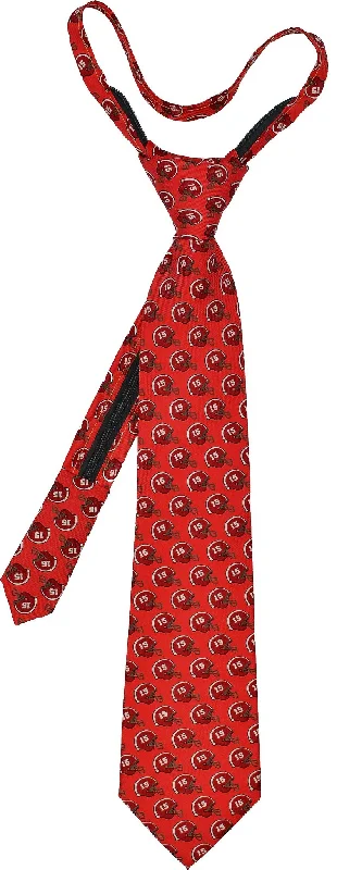 luxury silk neckties for weddings-Crimson Helmet Zip Tie - Red