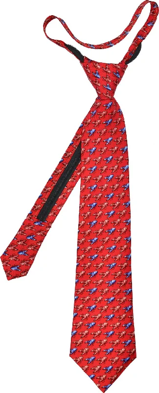 premium silk bow ties for formal events-Crawfish Zip Tie - Red