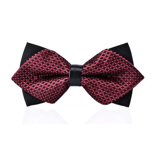 fashionable wedding silk necktie ideas-Classy Men Red Pattern Pre-Tied Diamond Bow Tie