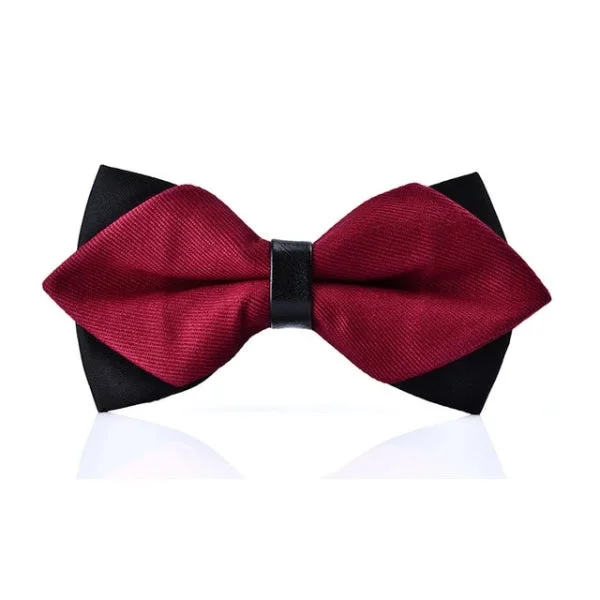 high-end wedding silk necktie designs-Classy Men Deep Red Pre-Tied Diamond Bow Tie