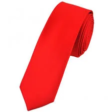 stylish silk necktie combinations for business-Red Satin Skinny Neck Tie