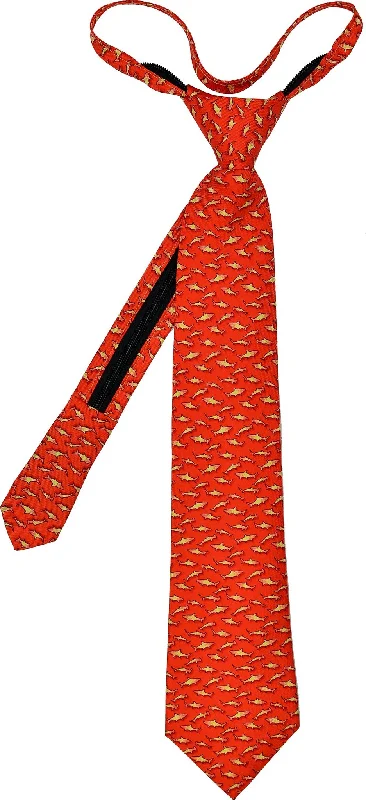 premium silk necktie colors for office wear-Shark Zip Tie - Red