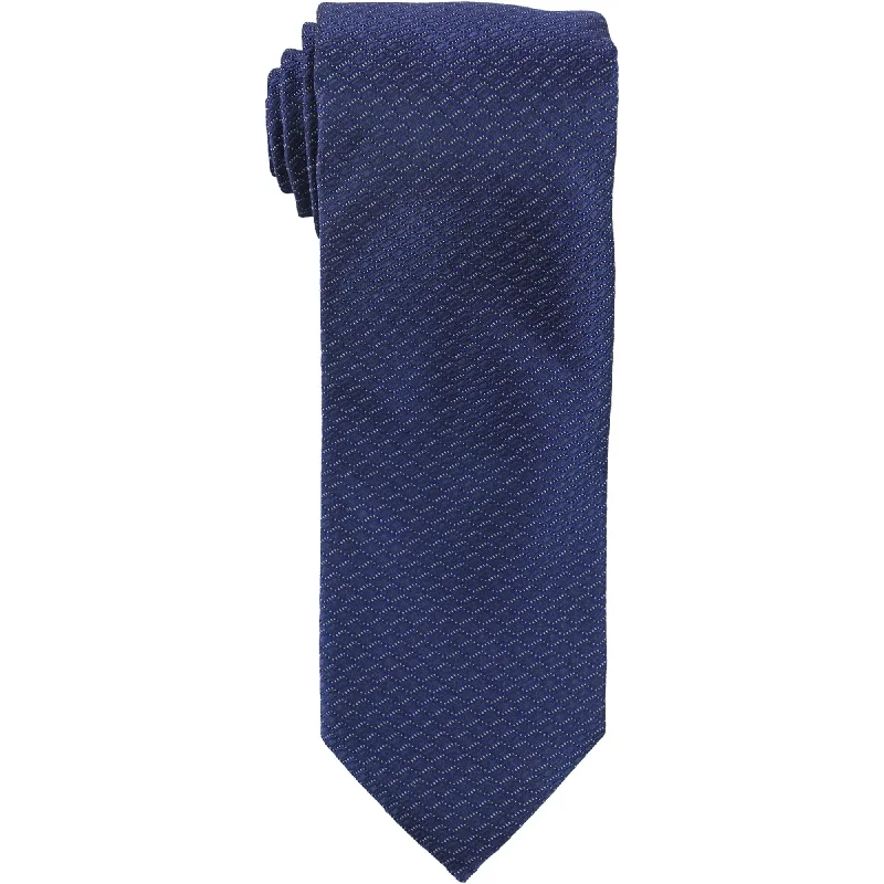 luxury necktie sets for office wear-Robert Talbot Mens Solid Textured Self-tied Necktie, Blue, One Size - One Size