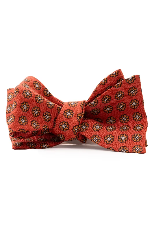 modern office silk tie designs for men-Rust Orange Printed Silk Bow Tie